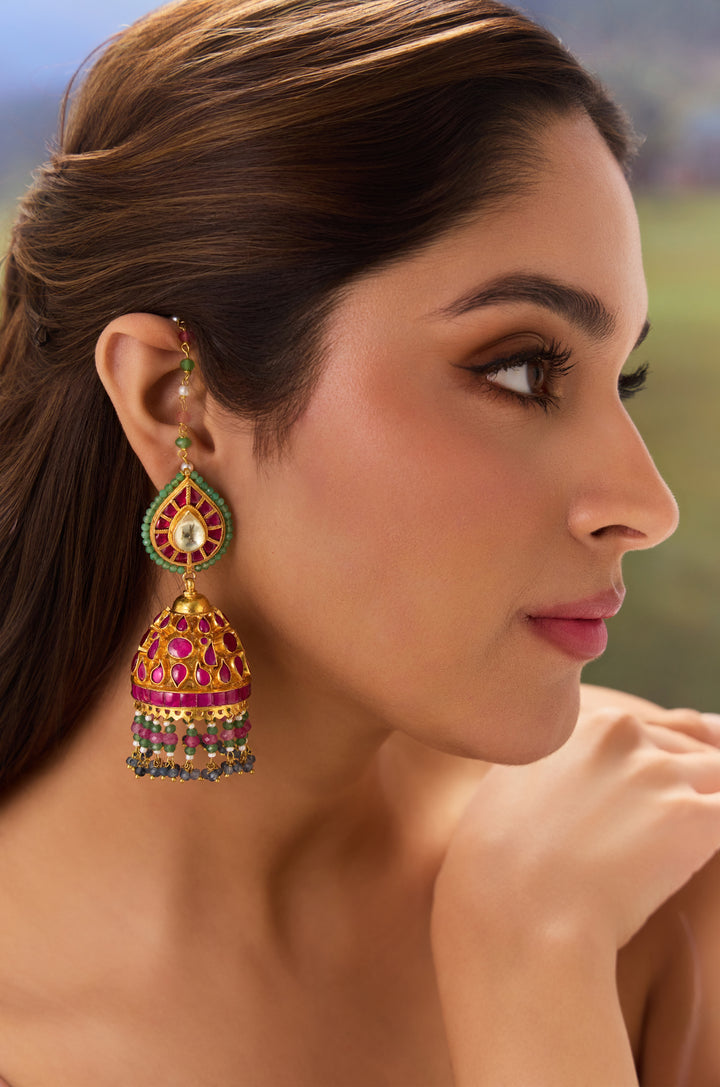 Himakshi Multicolored Kundan Jhumka Earrings