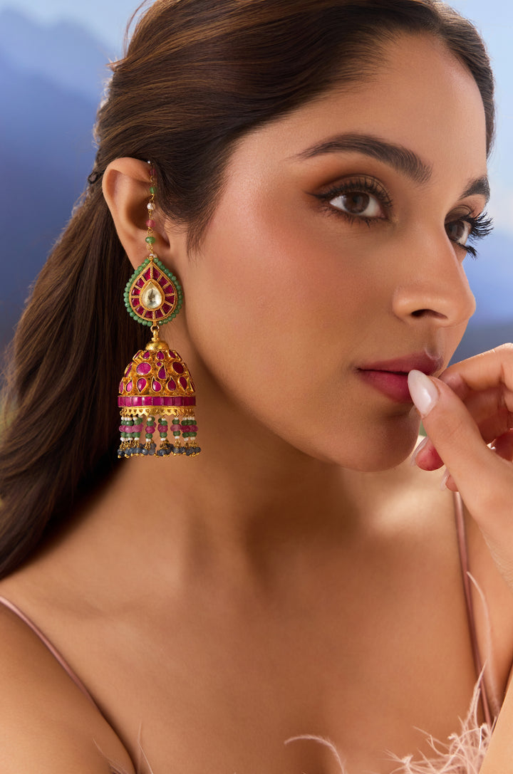 Himakshi Multicolored Kundan Jhumka Earrings