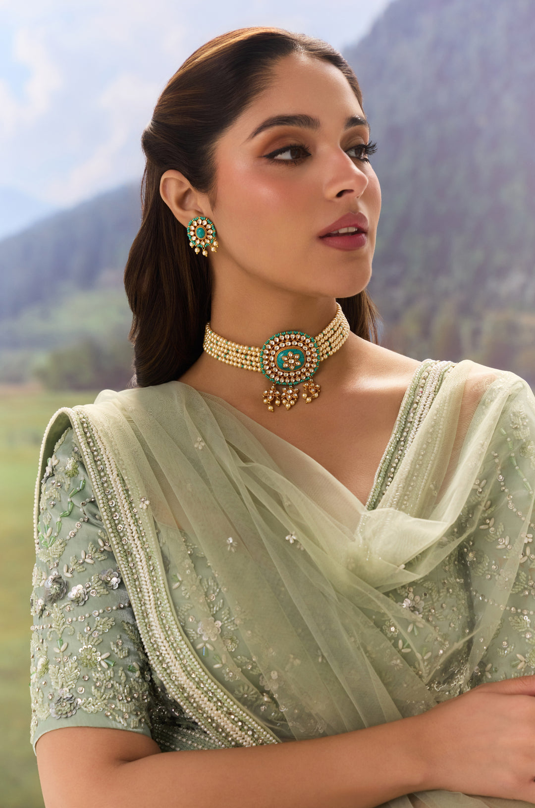 Zehra Turquoise Kundan Necklace Set