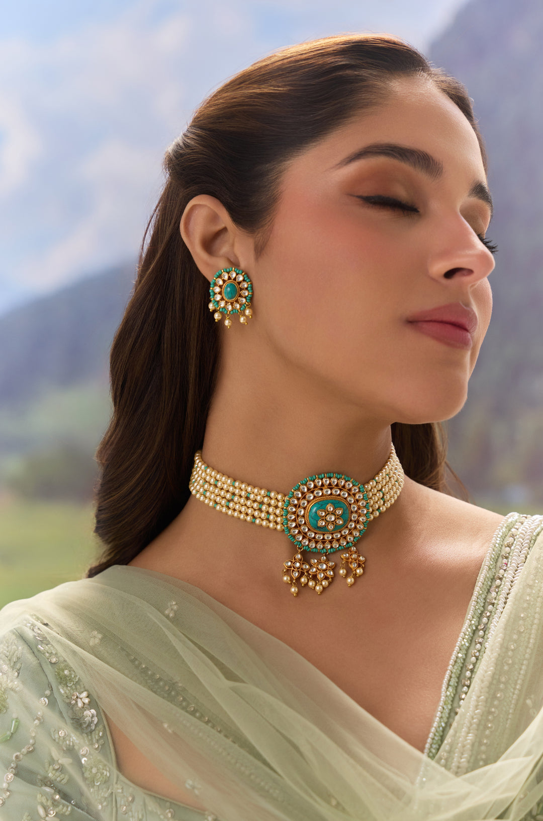 Zehra Turquoise Kundan Necklace Set