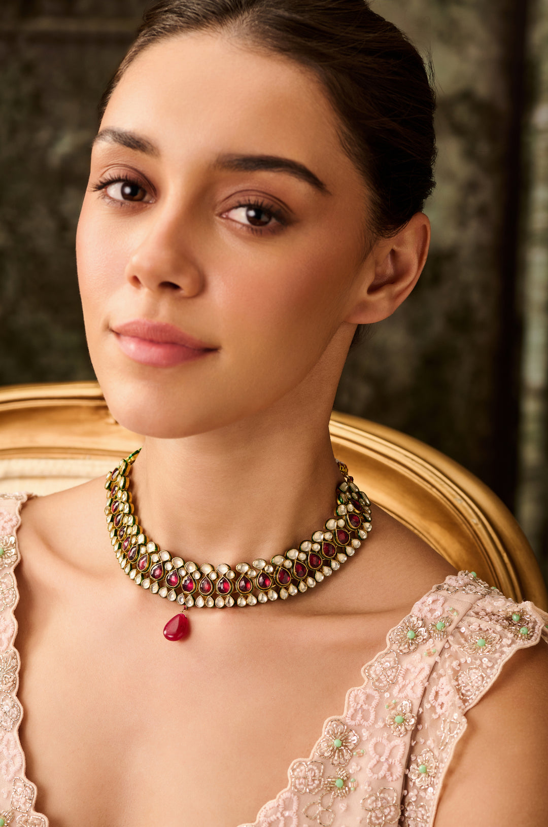 Indali Red Kundan Necklace