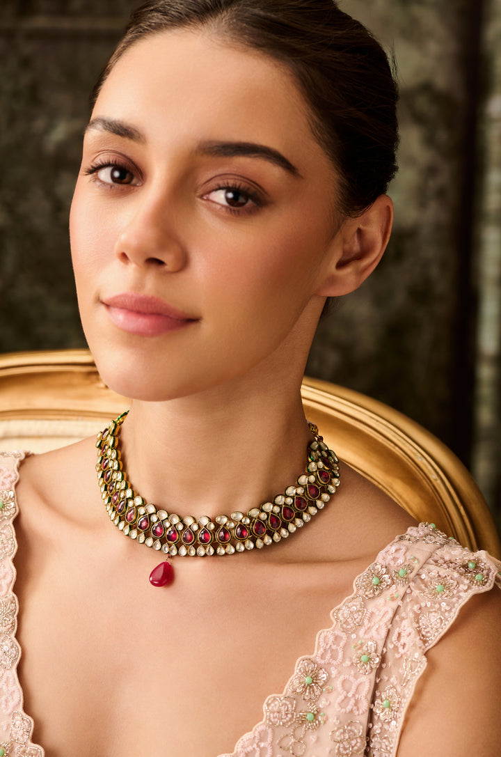 Indali Red Kundan Necklace