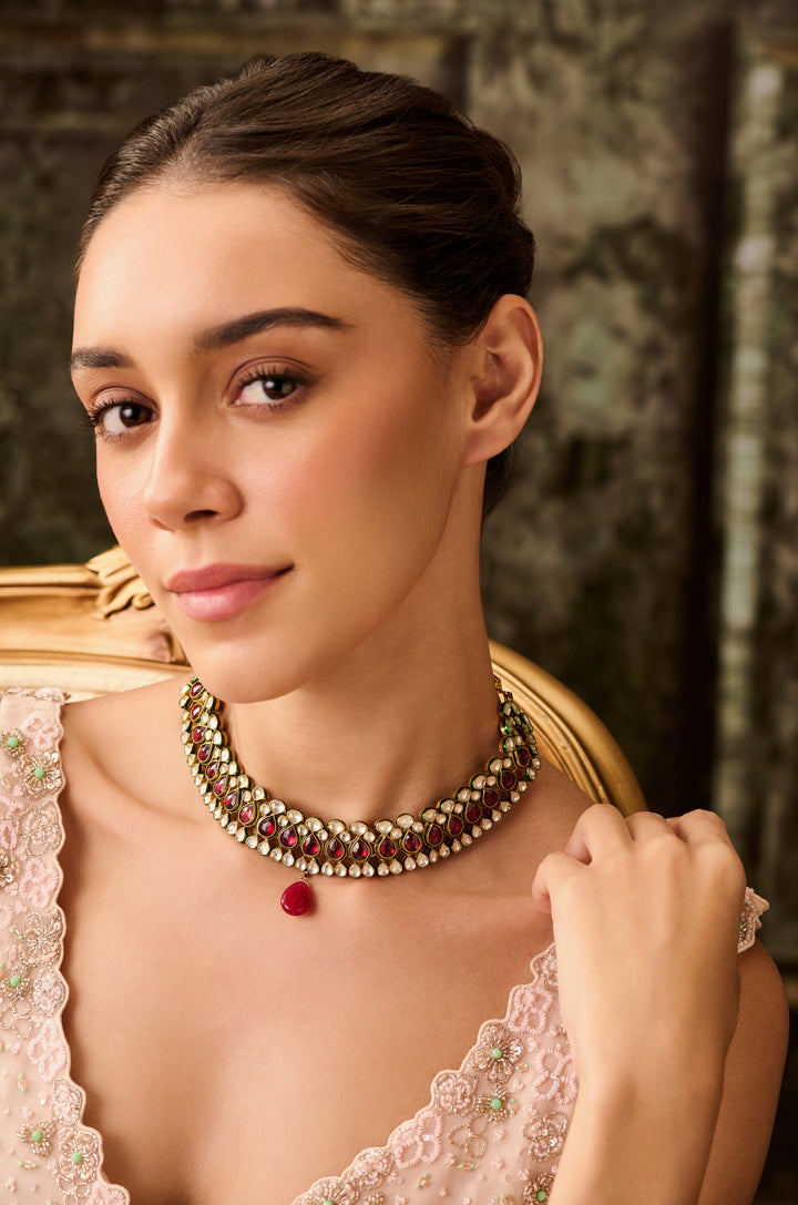 Indali Red Kundan Necklace