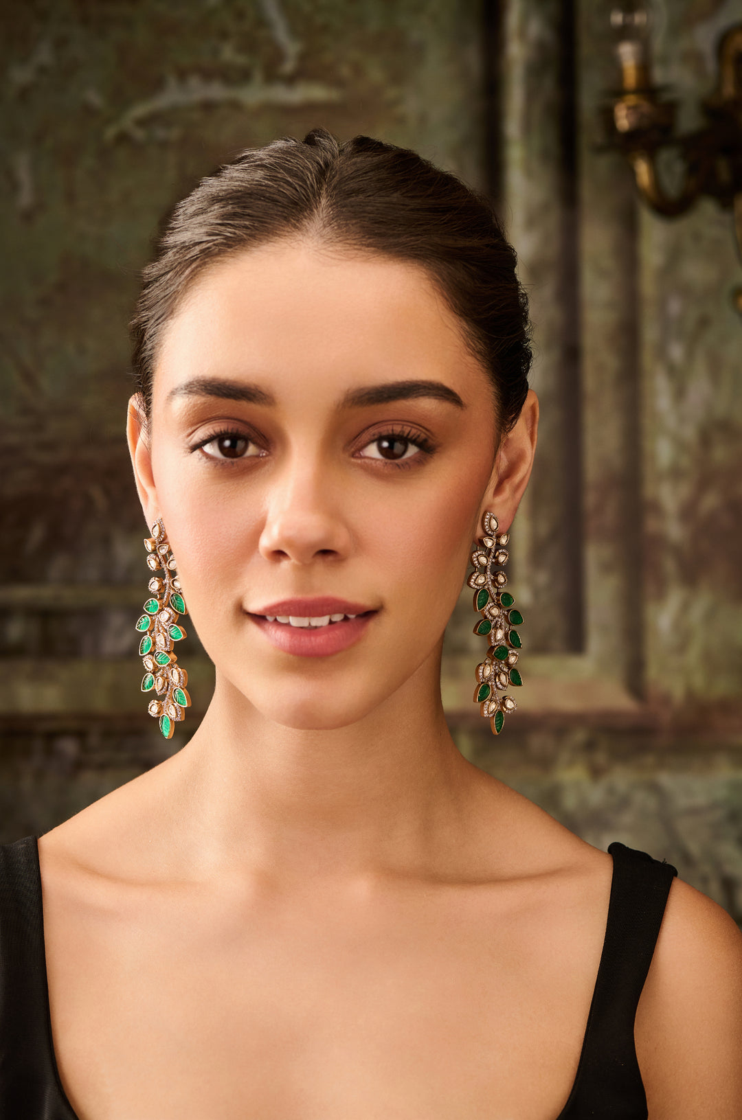 Gaurika Green Victorian Earrings