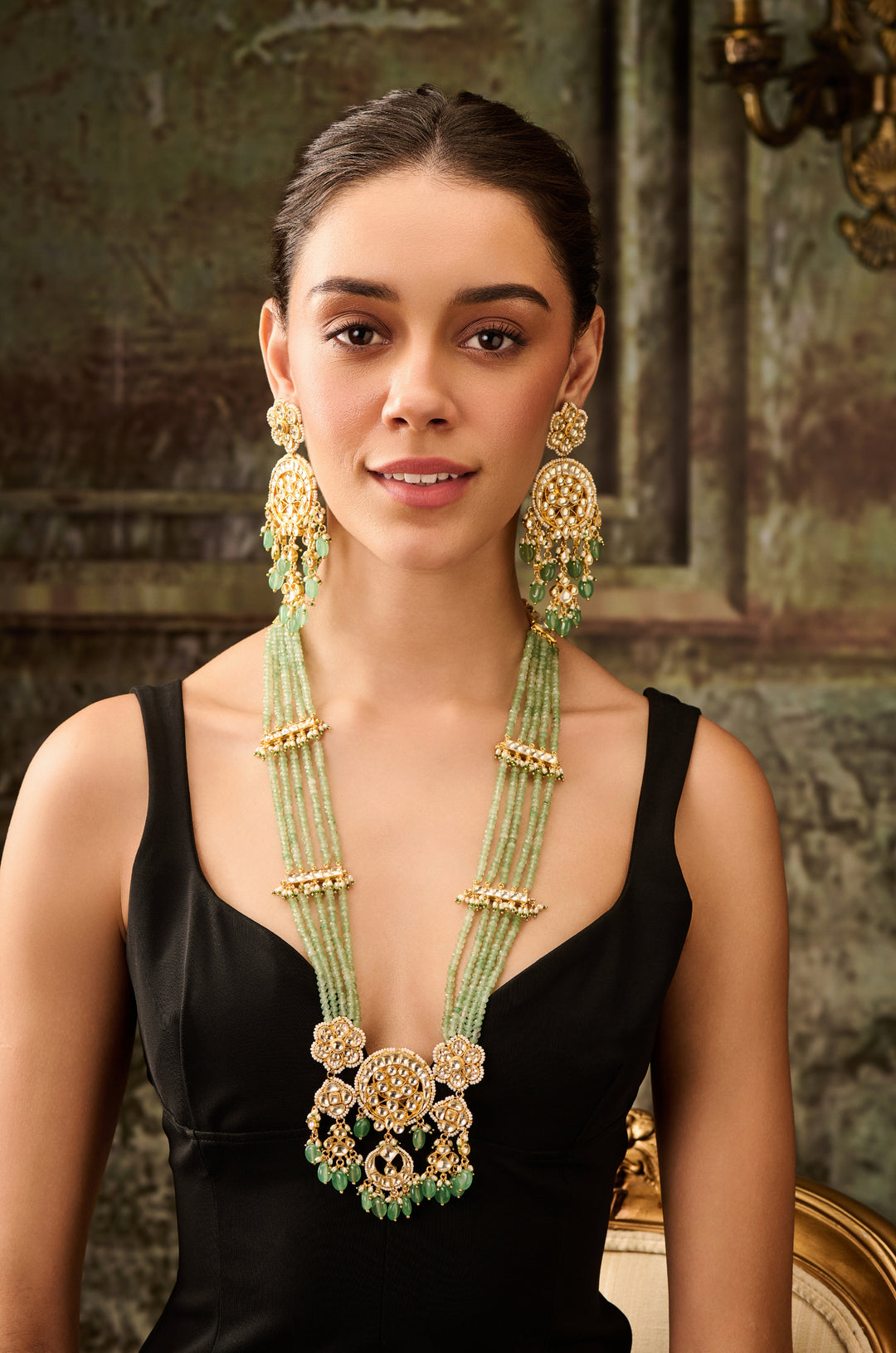 Zilmil Mint Kundan Necklace Set