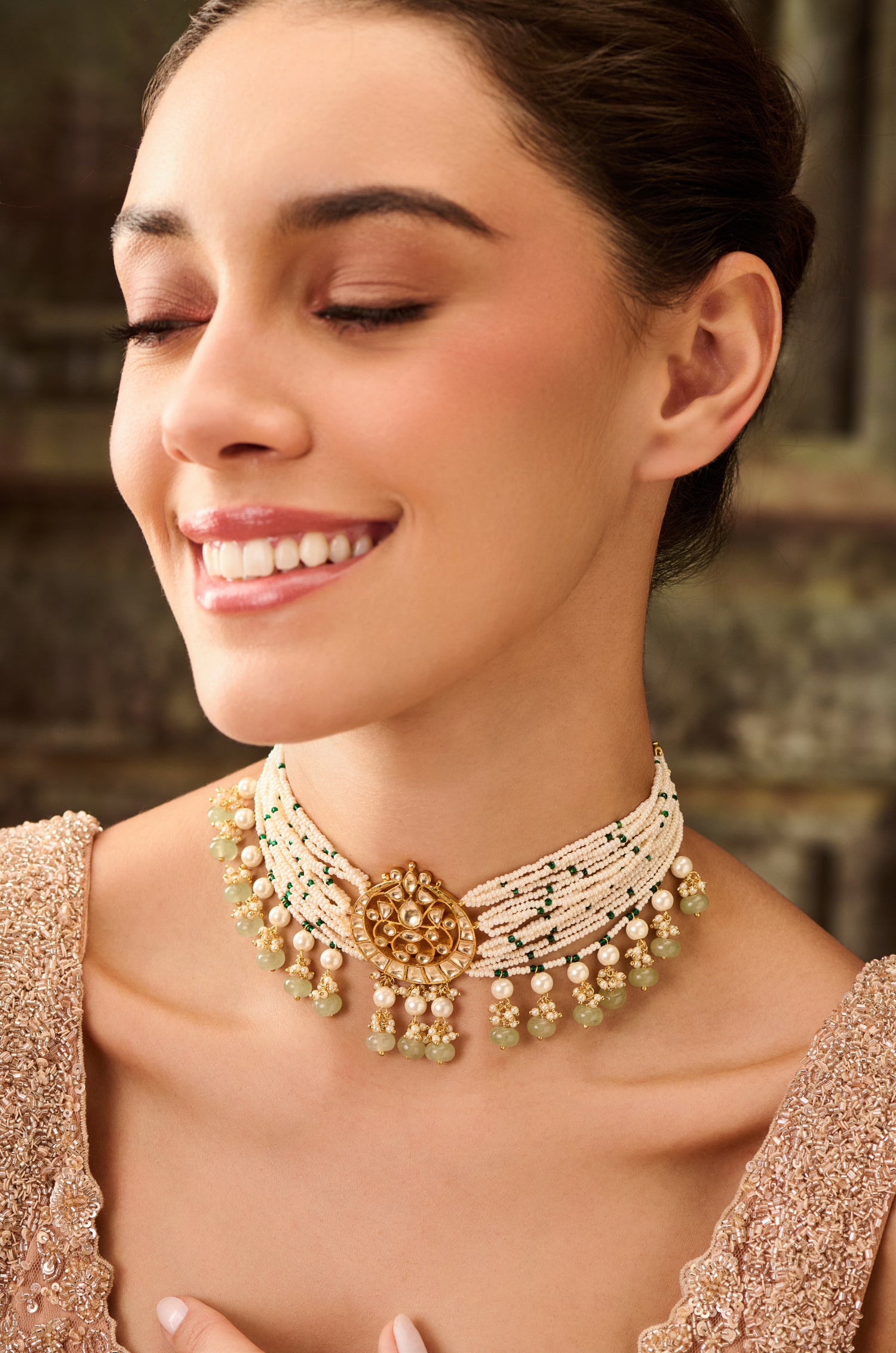 Shefali Mint Pearls Choker Necklace – Paisley Pop Shop