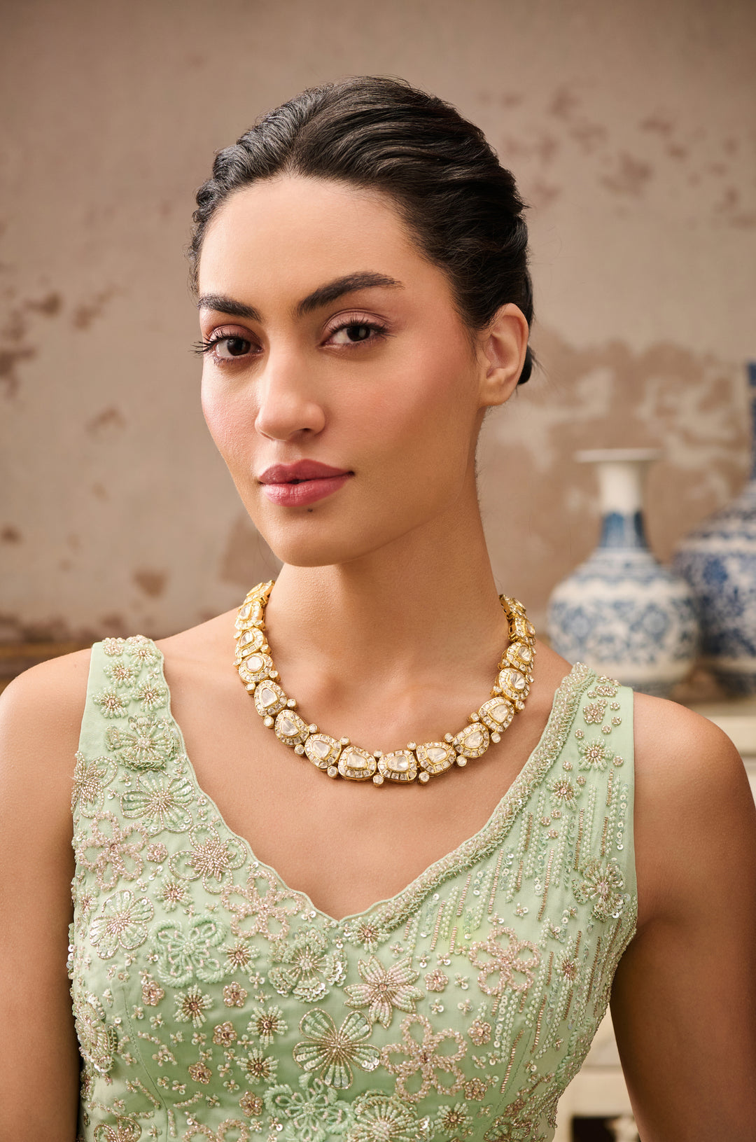 Arzoo Polki Silver Necklace