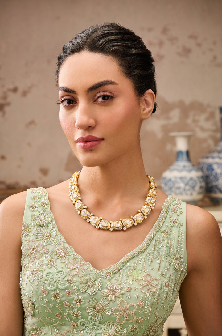 Arzoo Polki Silver Necklace