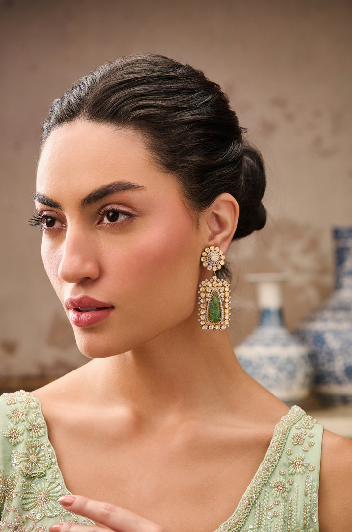 Falguni Mint Polki Silver Earrings