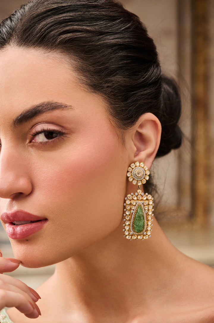 Falguni Mint Polki Silver Earrings