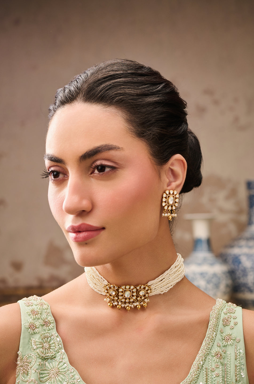 Tiyasi Polki Silver Necklace Set