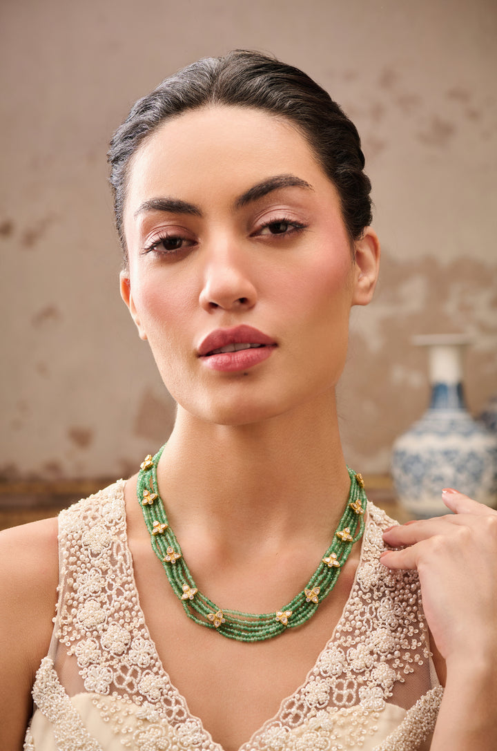 Aiza Mint Silver Polki Necklace