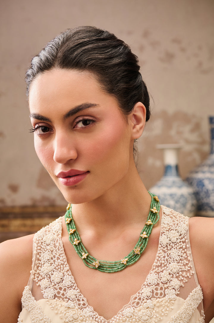 Aiza Mint Silver Polki Necklace