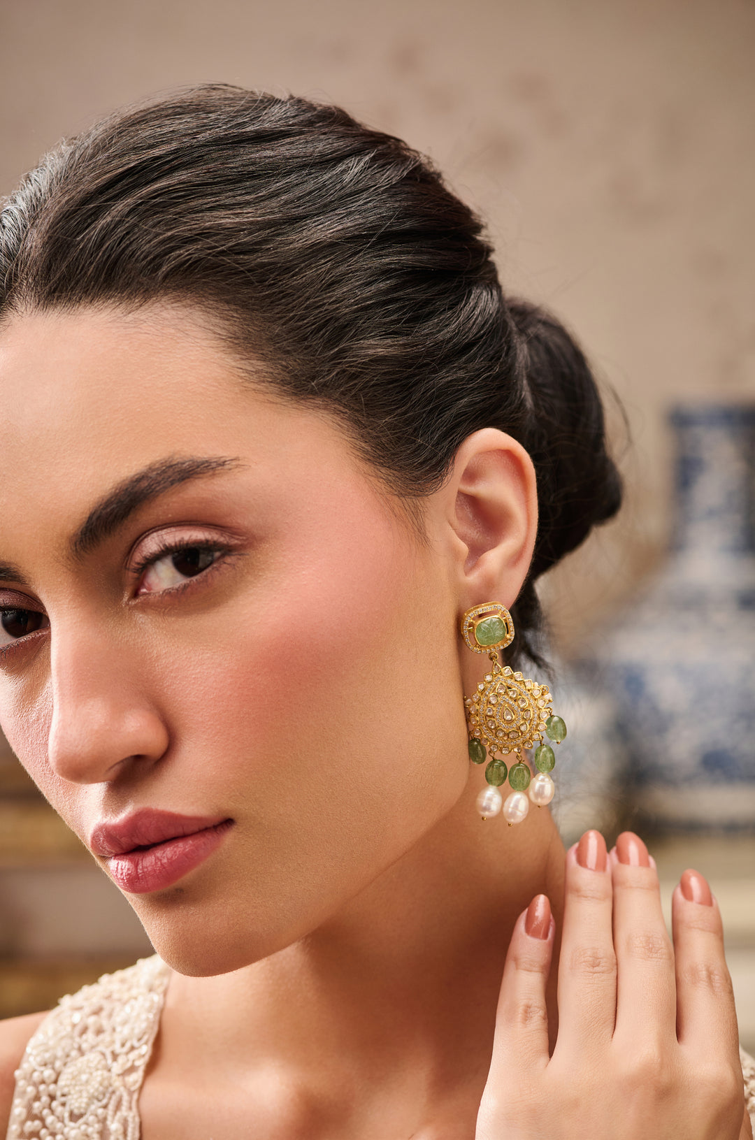 Amna Mint Silver Necklace Set