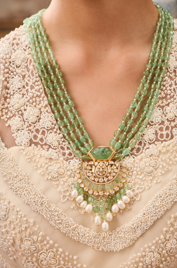 Amna Mint Silver Necklace Set