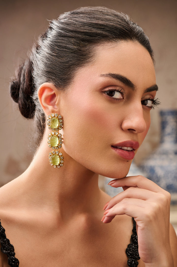 Eshe Mint Polki Silver Earrings
