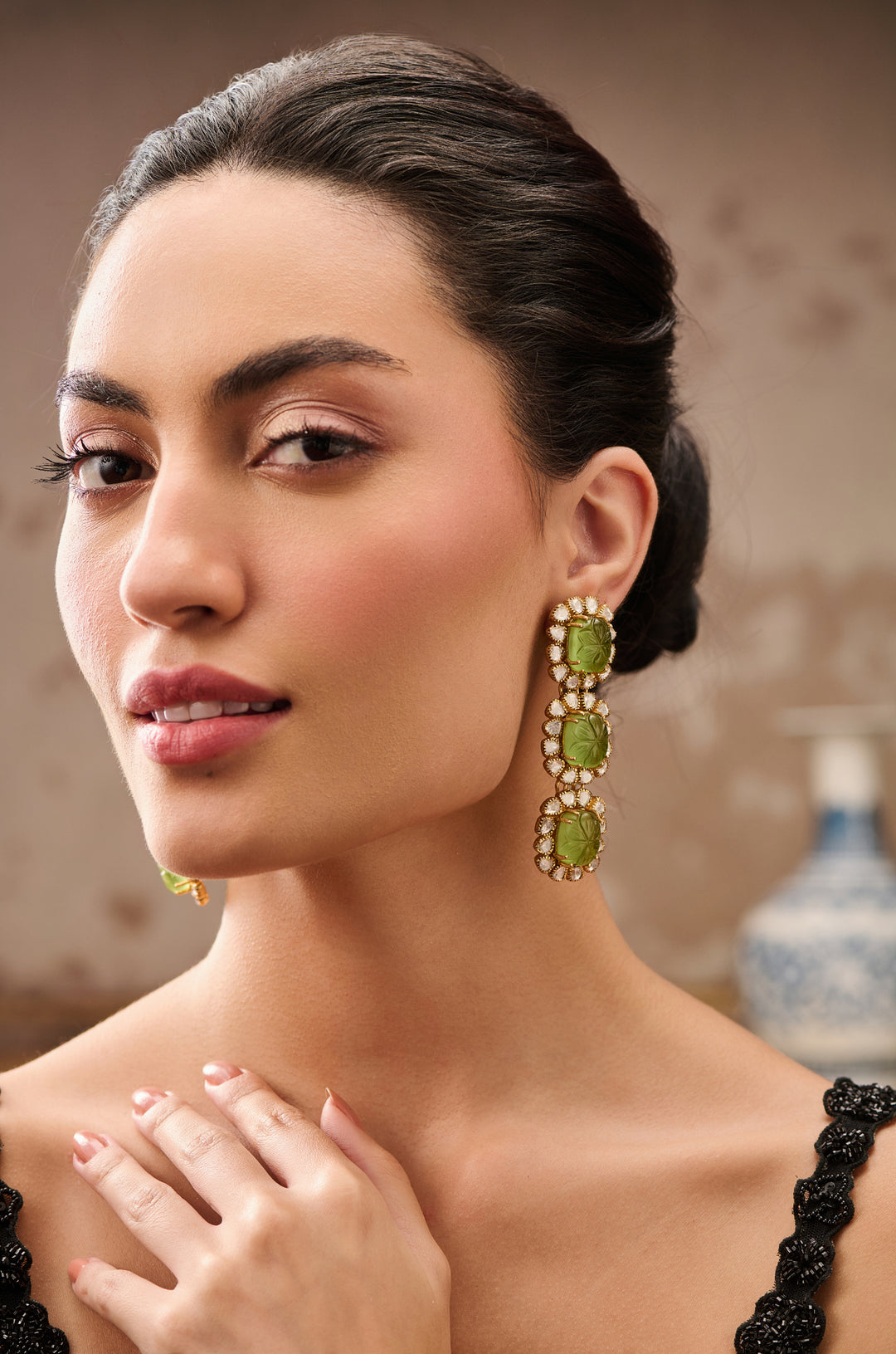 Eshe Mint Polki Silver Earrings