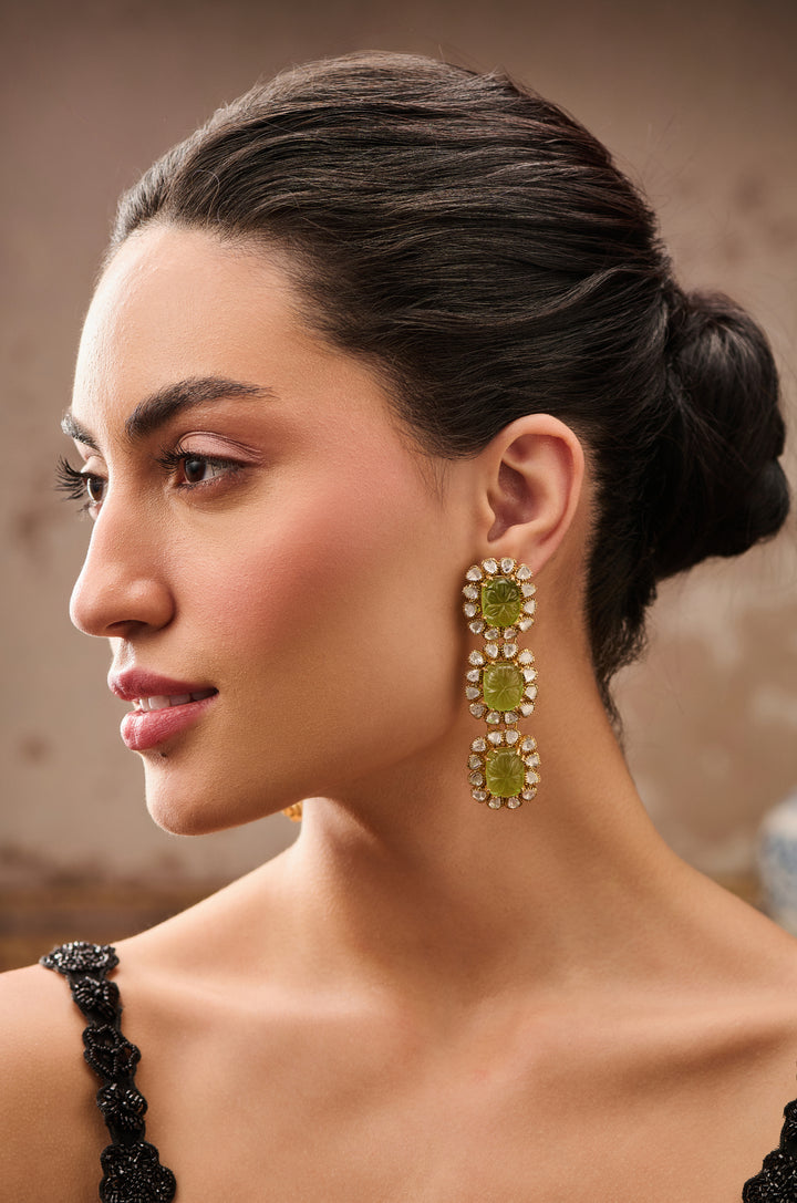 Eshe Mint Polki Silver Earrings