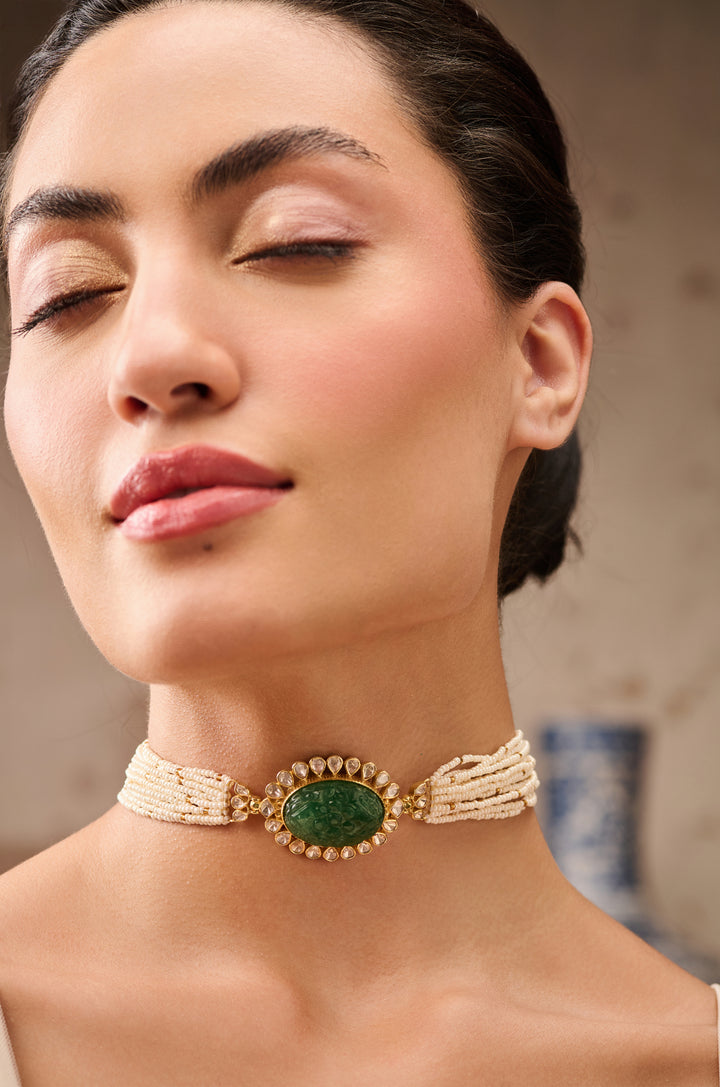 Taabir Polki Silver Necklace