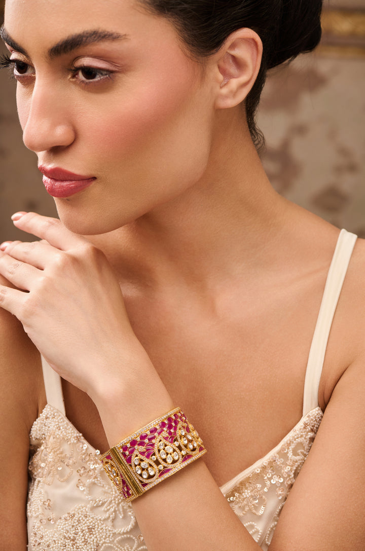 Vseca Polki Silver Bangle