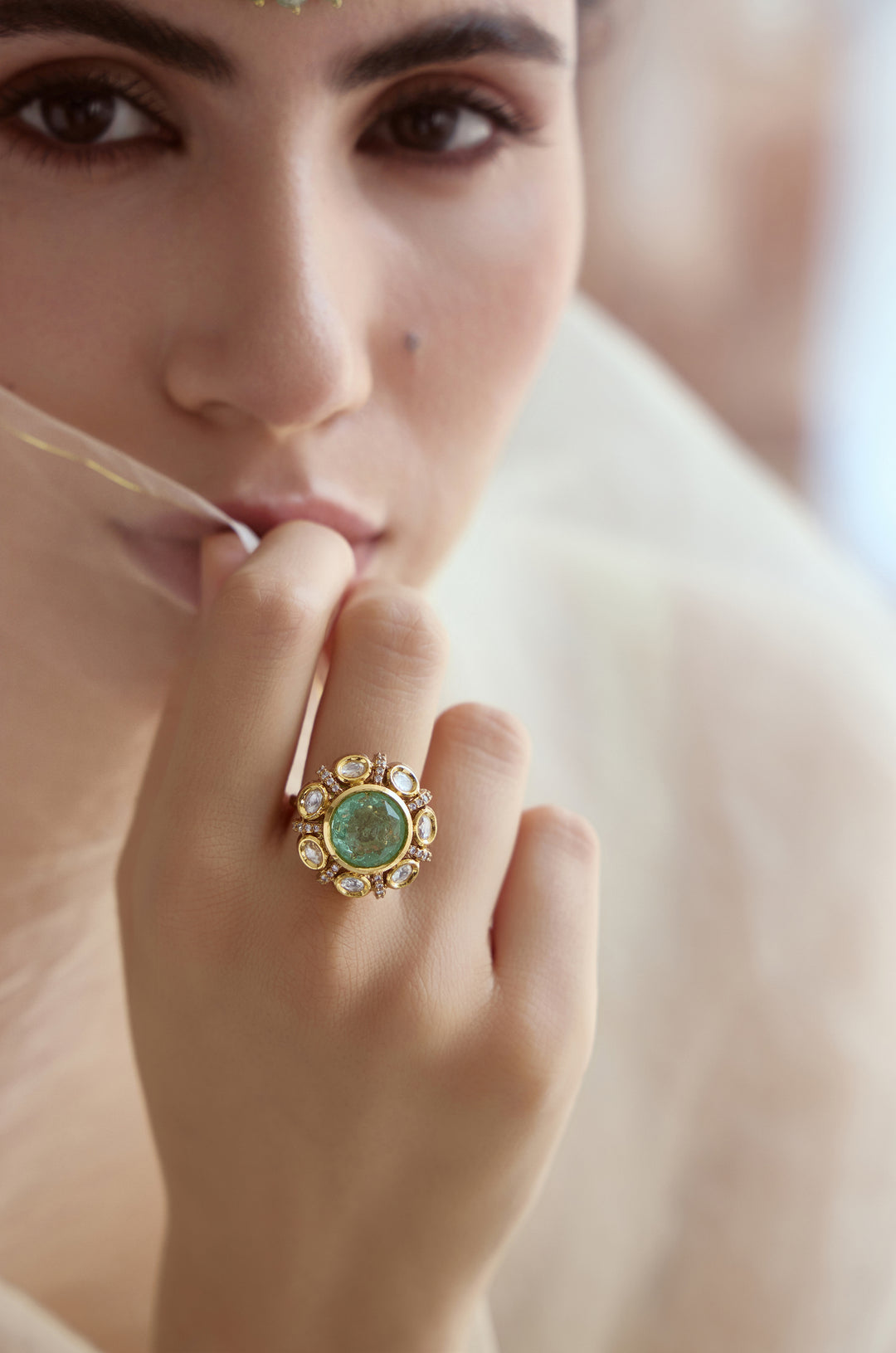 Rihana Mint Polki Ring