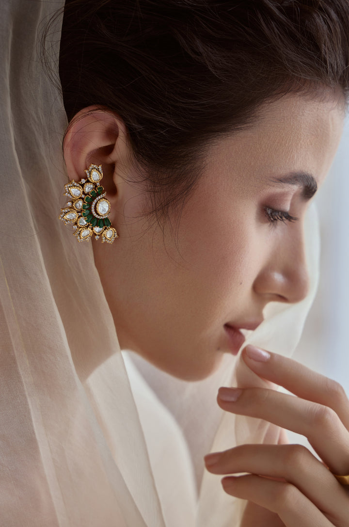Saira Green Polki Stud Earrings