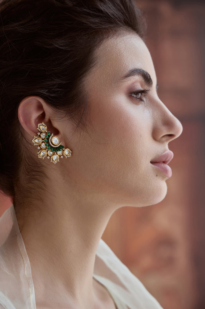 Saira Green Polki Stud Earrings