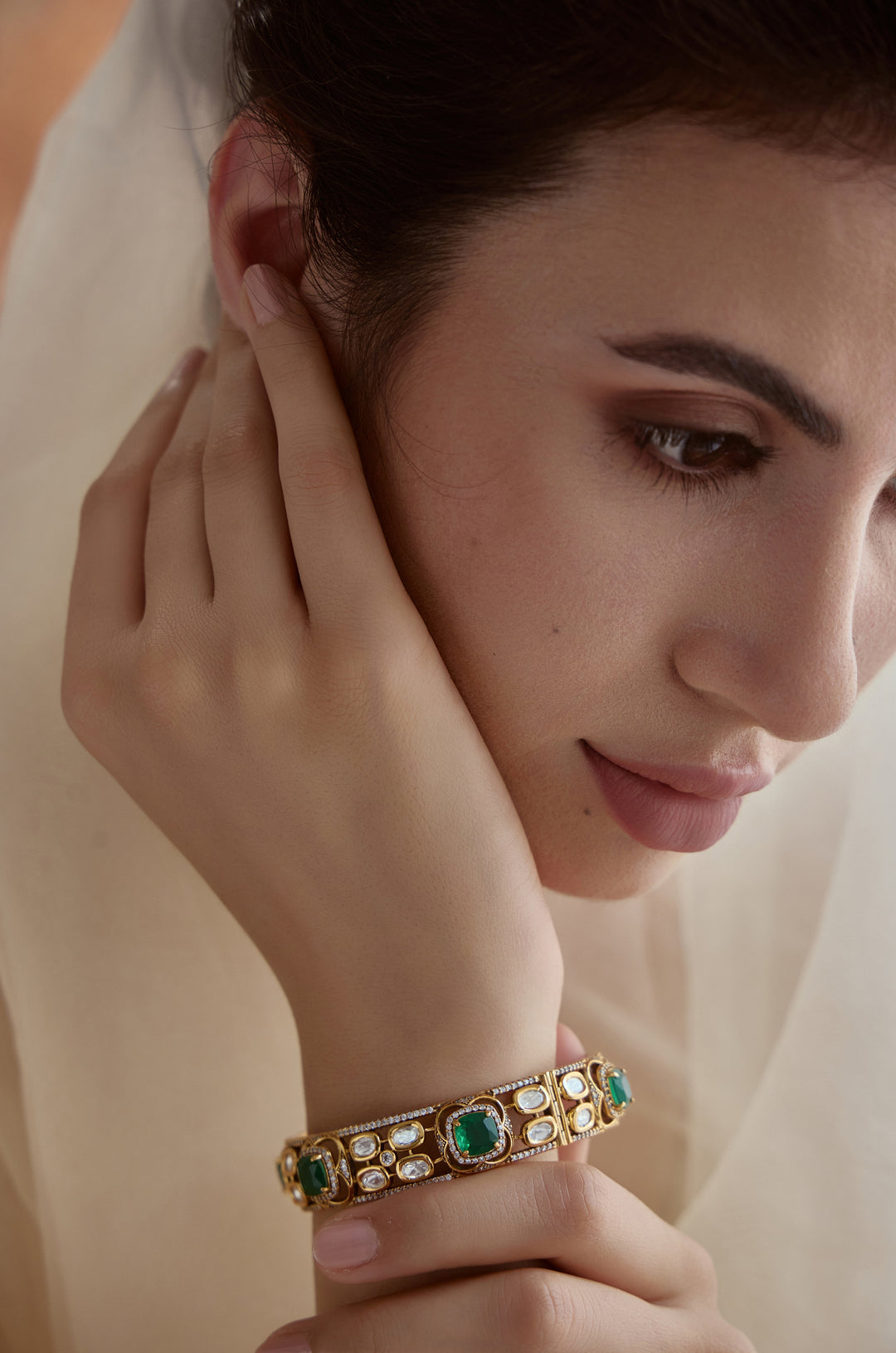 Sabtakshi Green Polki Bangle