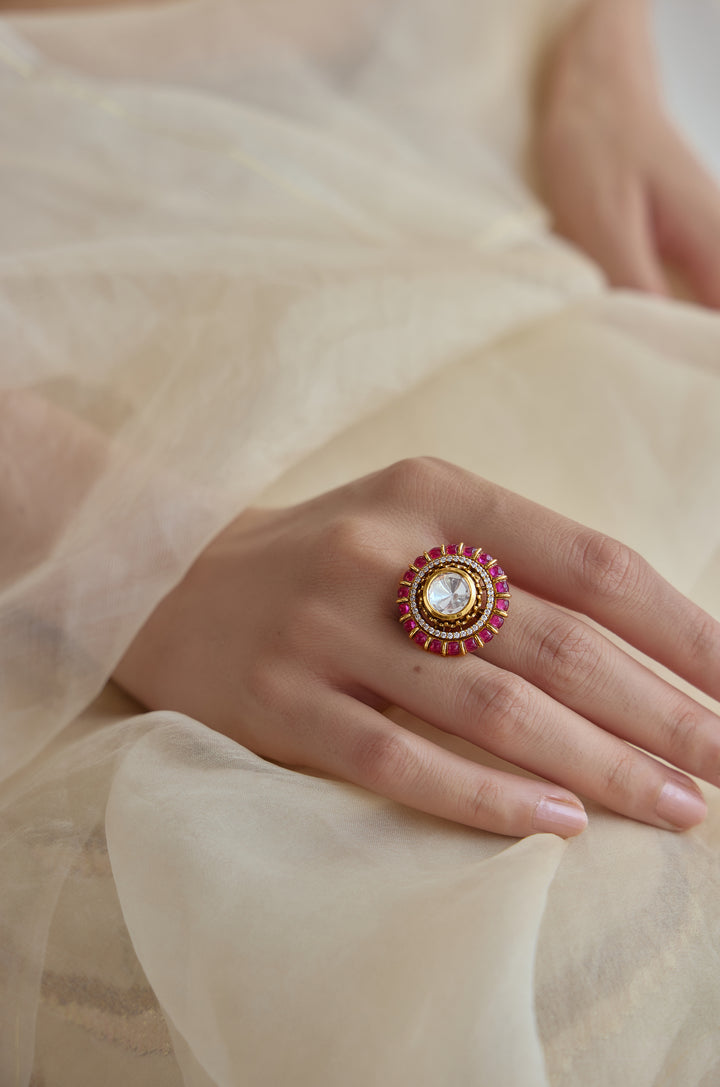 Gulnaar Pink Polki Ring