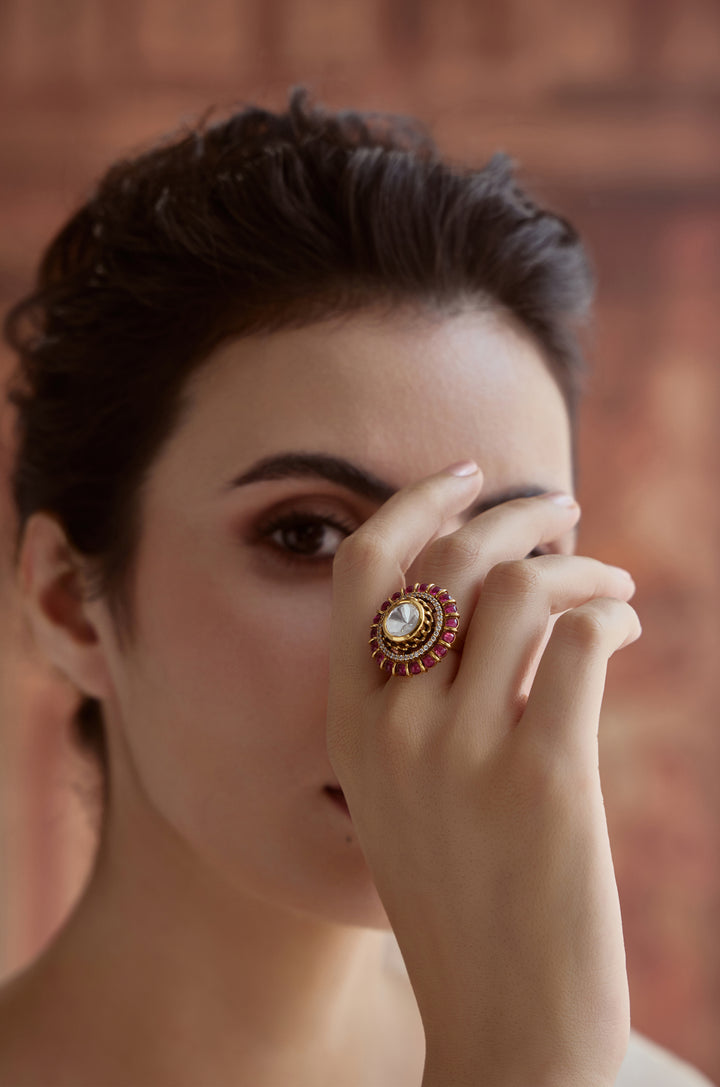 Gulnaar Pink Polki Ring