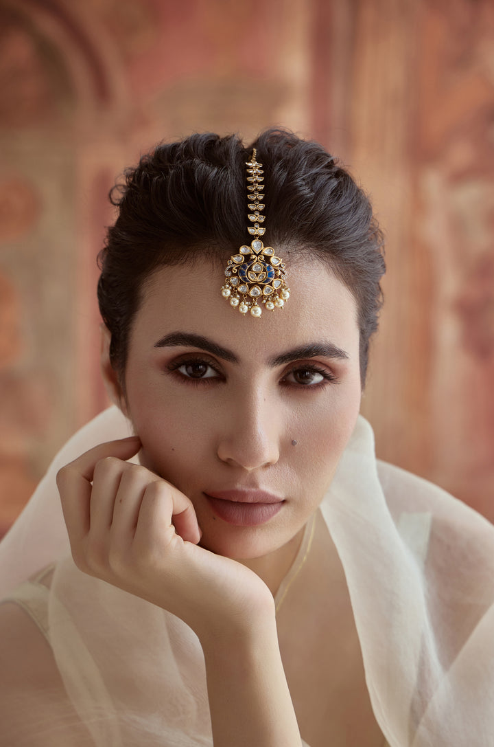 Mahira Blue Polki Maangtikka