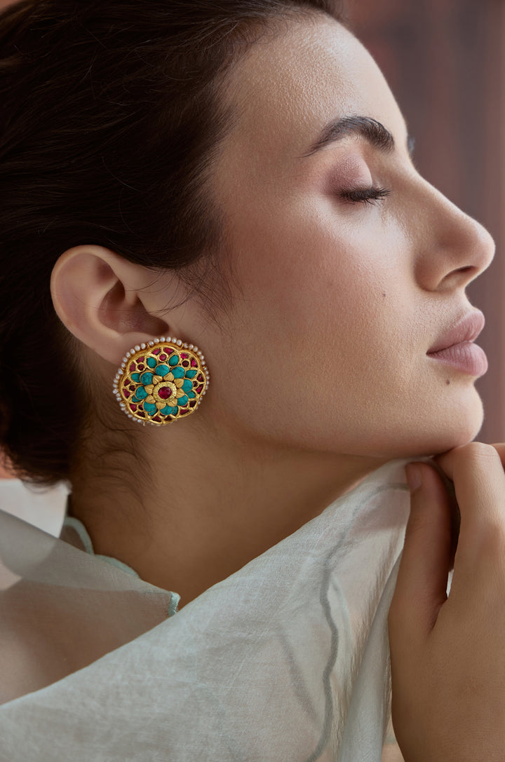 Kanshika Floral Fine Silver Studs