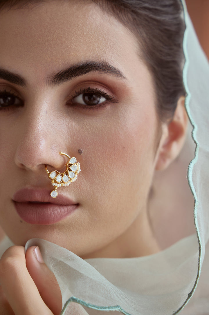 Urvisha Polki Silver Nosepin