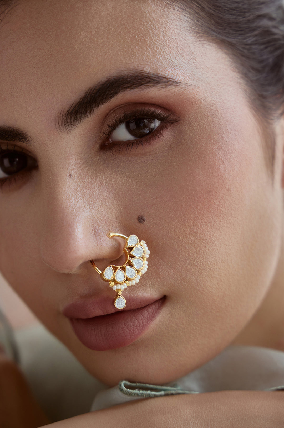 Urvisha Polki Silver Nosepin