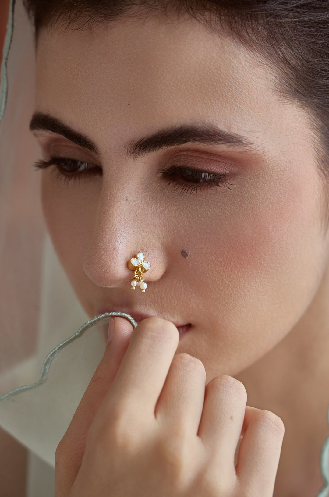 Ridhi Polki Silver Nosepin