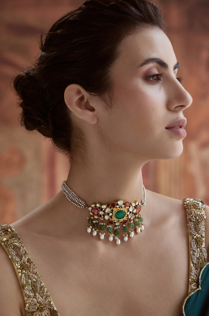 Jahnvi Polki Silver Necklace