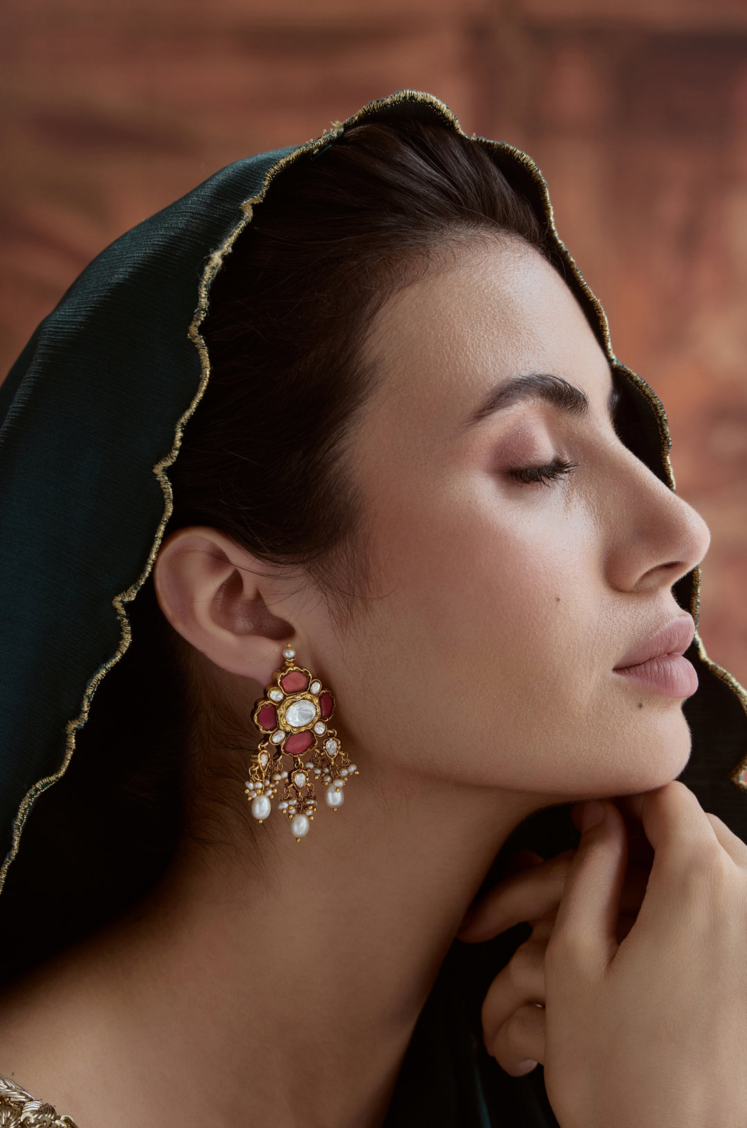 Roshnara Silver Polki Earrings