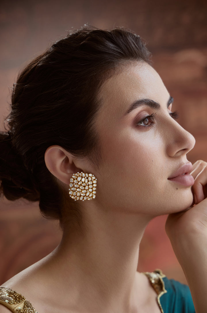 Wamika Polki Silver Studs