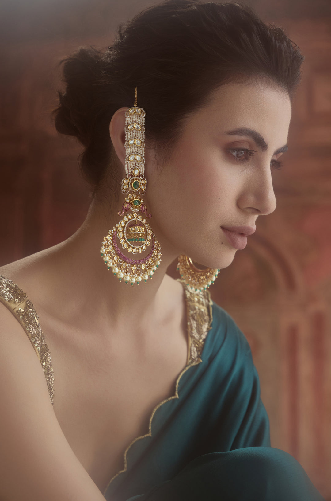 Ruhani Pink Polki Jhumka Earrings