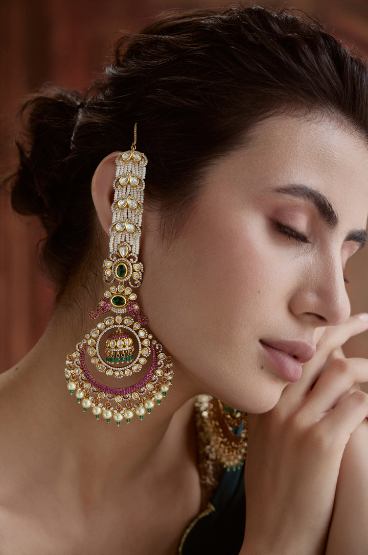 Ruhani Pink Polki Jhumka Earrings