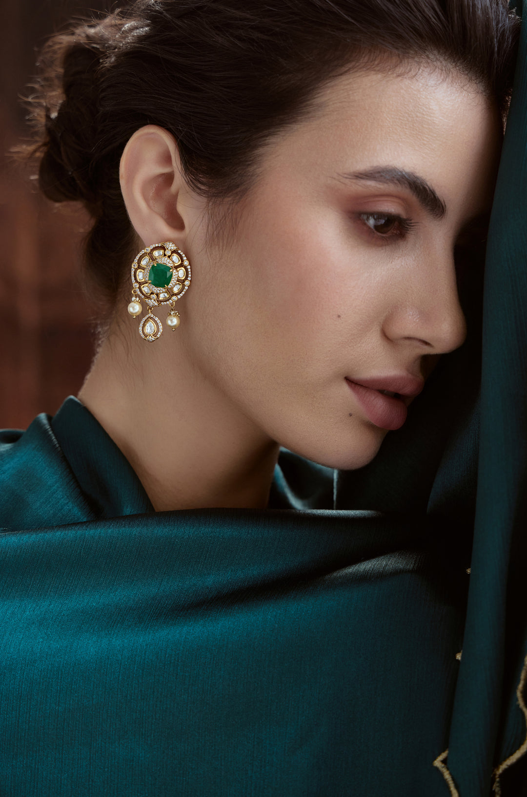 Meher Green Polki Earrings