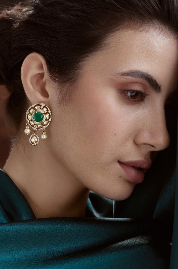 Meher Green Polki Earrings