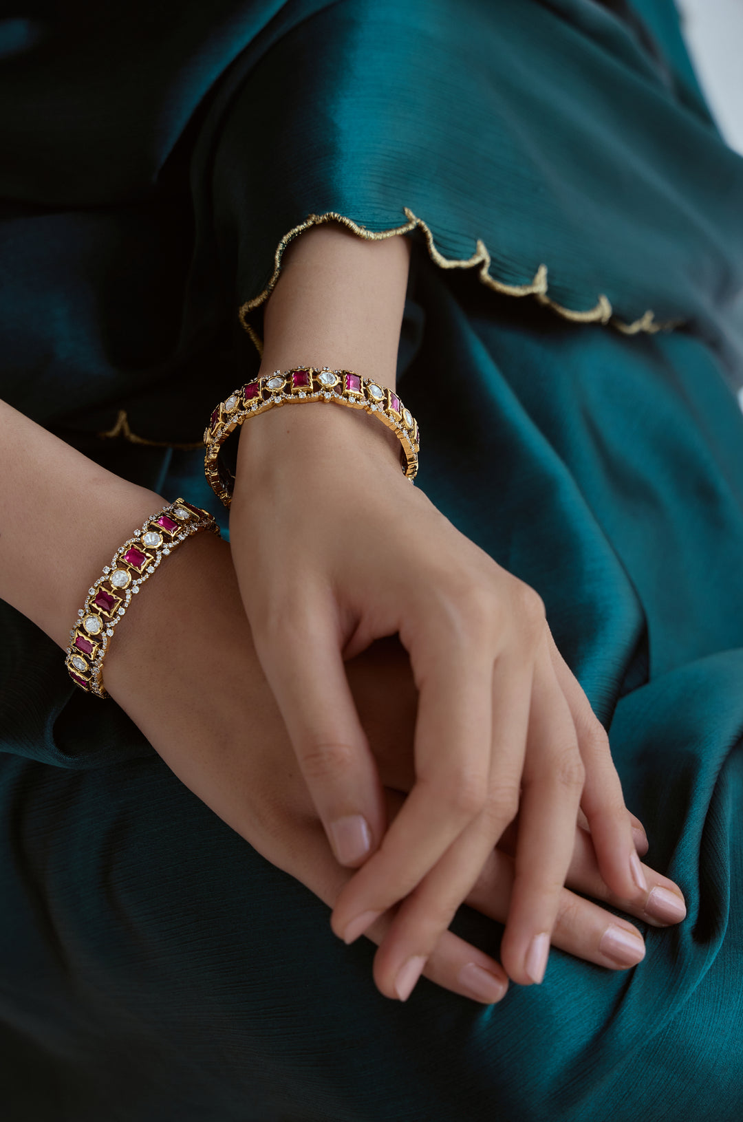 Ruhani Red Polki Bangles - Set of 2