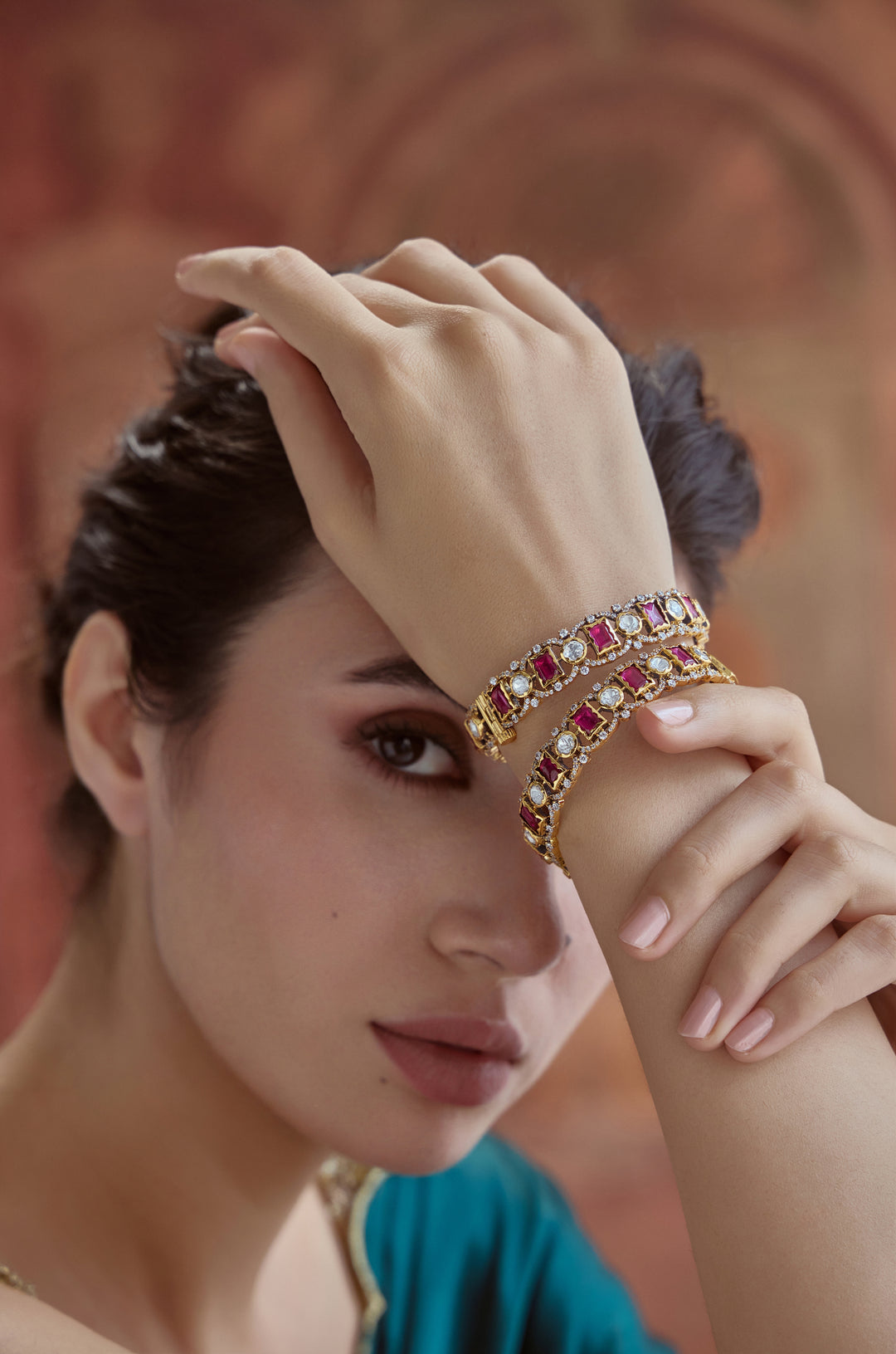 Ruhani Red Polki Bangles - Set of 2