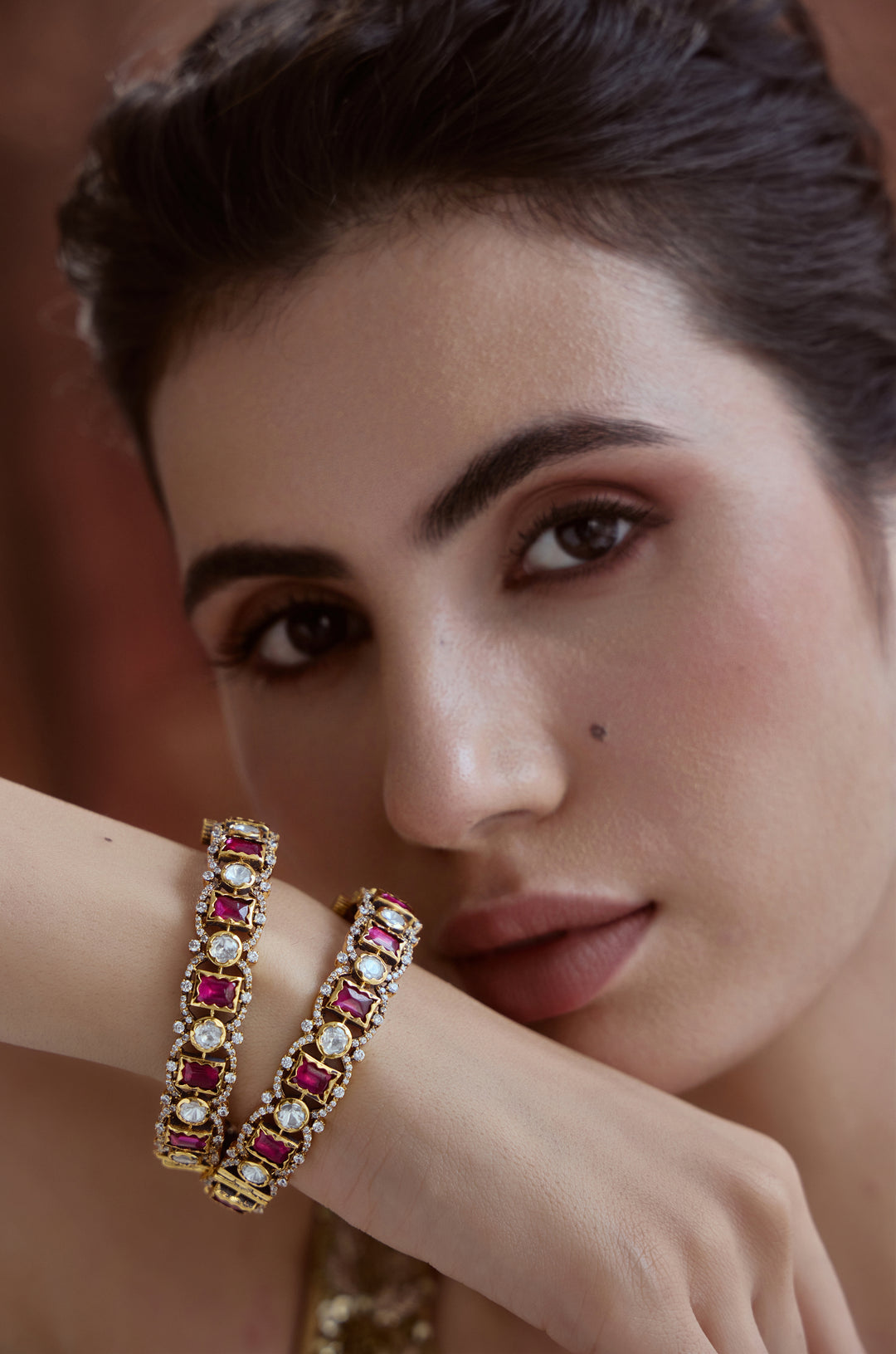 Ruhani Red Polki Bangles - Set of 2
