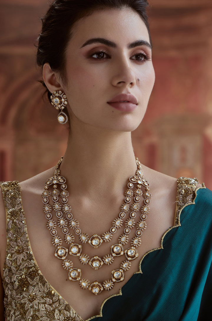 Yaalena Polki Layered Necklace Set