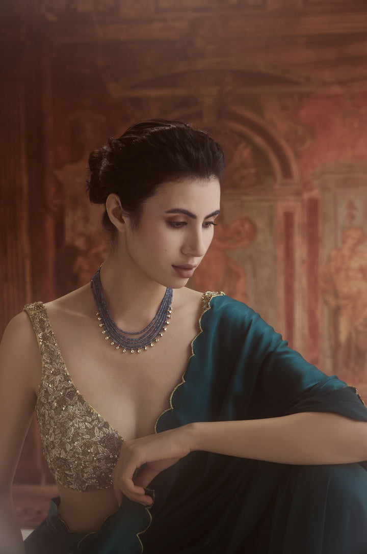 Nirvi Blue Kundan Necklace