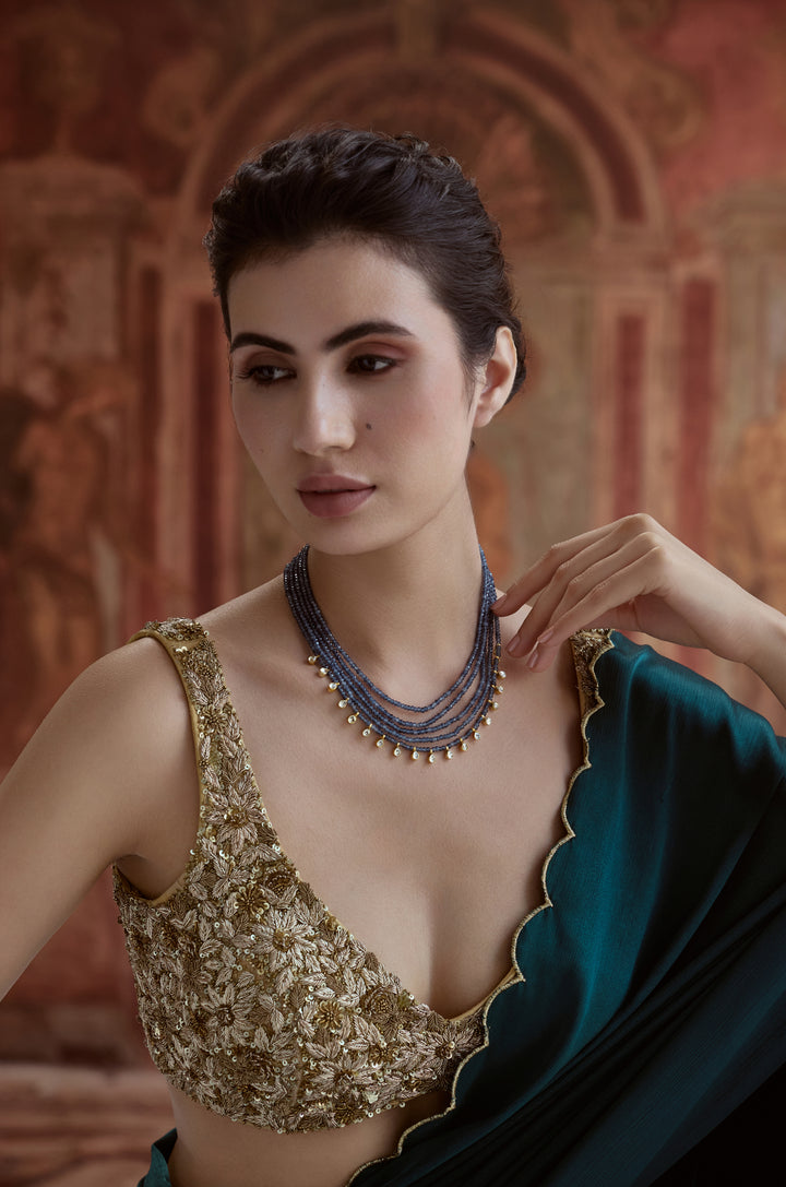 Nirvi Blue Kundan Necklace