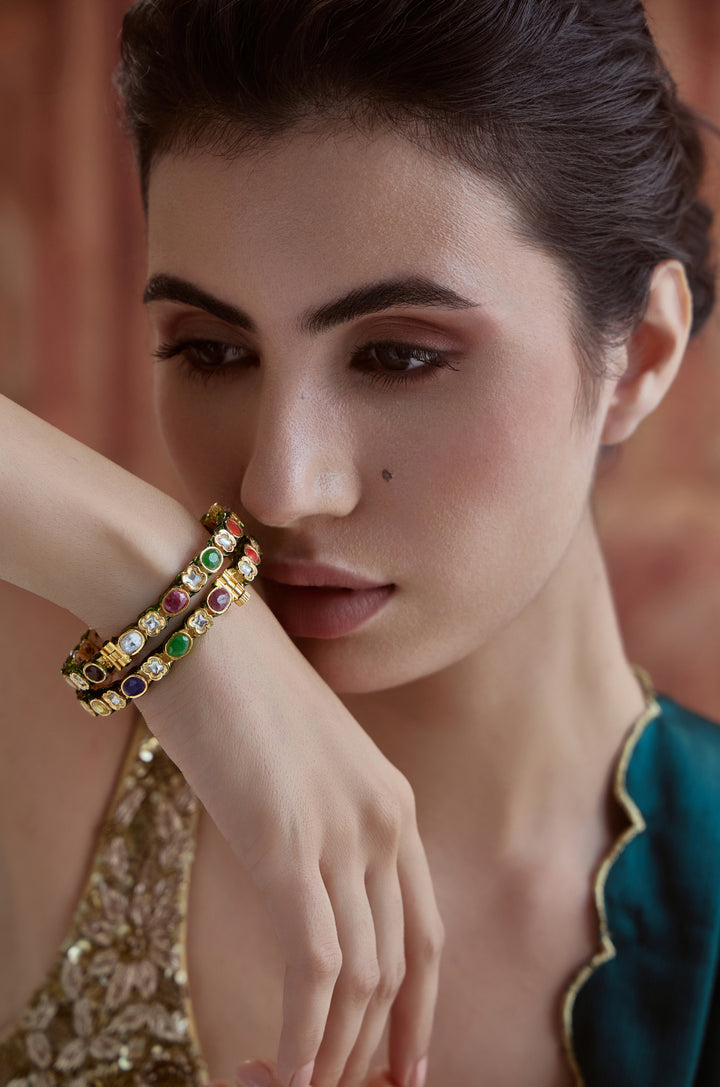 Sahiba Navrattan Kundan Bangles -