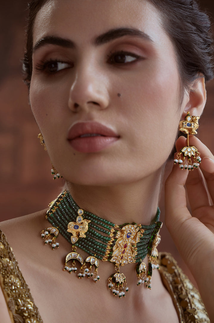 Aaradhya Green Choker Necklace Set